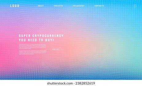 Landing page abstract design with vector field forces matris. Colorful template for website or app. Magnetic flow chart