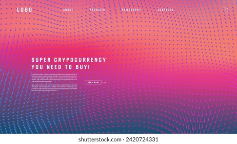 Landing page abstract design with vector field forces matris. Colorful template for website or app. Magnetic flow chart