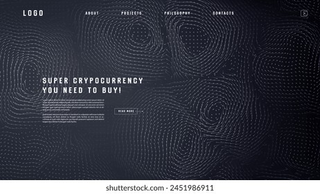 Landing page abstract design with vector field forces matris. Colorful template for website or app. Magnetic flow chart