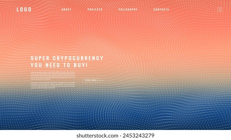 Landing page abstract design with vector field forces matris. Colorful template for website or app. Magnetic flow chart