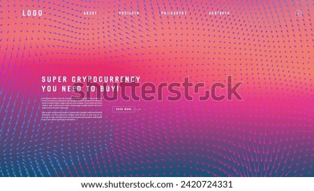 Landing page abstract design with vector field forces matris. Colorful template for website or app. Magnetic flow chart