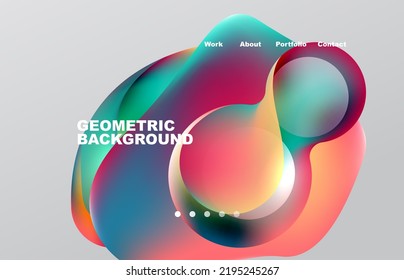Landing page abstract liquid background. Flowing shapes, round design and circle. Web page for website or mobile app wallpaper