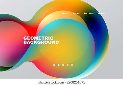 Landing page abstract liquid background. Flowing shapes, round design and circle. Web page for website or mobile app wallpaper