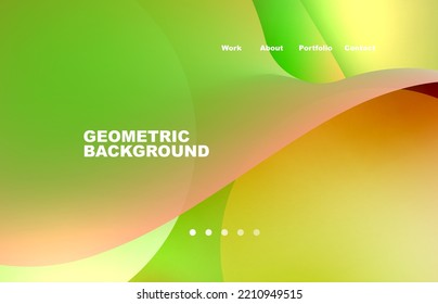 Página de aterrizaje fondo líquido abstracto. Formas que fluyen, diseño redondeado y círculo. Página web del fondo de pantalla de la página web o de la aplicación móvil
