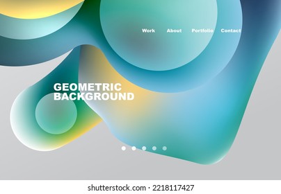 Página de aterrizaje fondo líquido abstracto. Formas que fluyen, diseño redondeado y círculo. Página web del fondo de pantalla de la página web o de la aplicación móvil