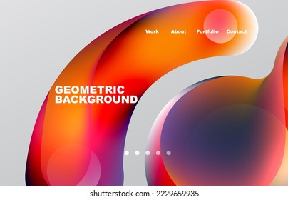 Página de aterrizaje fondo líquido abstracto. Formas que fluyen, diseño redondeado y círculo. Página web del fondo de pantalla de la página web o de la aplicación móvil