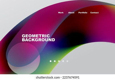 Landing page abstrakte flüssige Hintergrund. Blühende Formen, Runddesign und Kreis. Webseite für Website- oder mobile App-Bildschirmhintergründe