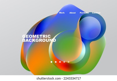 Landing page abstract liquid background. Flowing shapes, round design and circle. Web page for website or mobile app wallpaper