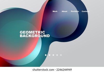Página de aterrizaje fondo líquido abstracto. Formas que fluyen, diseño redondeado y círculo. Página web del fondo de pantalla de la página web o de la aplicación móvil