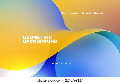 Página de aterrizaje fondo líquido abstracto. Formas que fluyen, diseño redondeado y círculo. Página web del fondo de pantalla de la página web o de la aplicación móvil