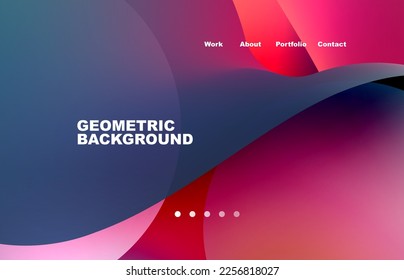 Página de aterrizaje fondo líquido abstracto. Formas que fluyen, diseño redondeado y círculo. Página web del fondo de pantalla de la página web o de la aplicación móvil