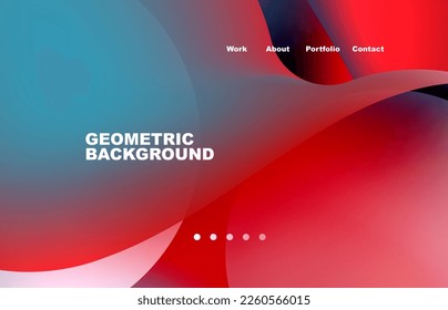 Página de aterrizaje fondo líquido abstracto. Formas que fluyen, diseño redondeado y círculo. Página web del fondo de pantalla de la página web o de la aplicación móvil