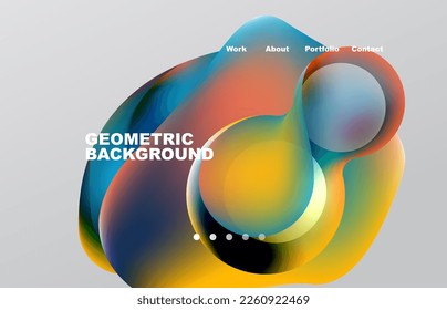Página de aterrizaje fondo líquido abstracto. Formas que fluyen, diseño redondeado y círculo. Página web del fondo de pantalla de la página web o de la aplicación móvil