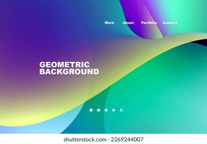 Landing page abstract liquid background. Flowing shapes, round design and circle. Web page for website or mobile app wallpaper