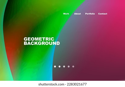 Landing page abstract liquid background. Flowing shapes, round design and circle. Web page for website or mobile app wallpaper
