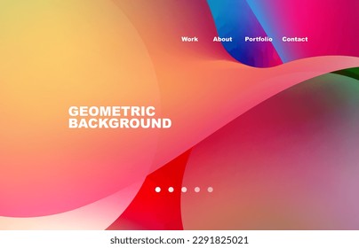 Landing page abstract liquid background. Flowing shapes, round design and circle. Web page for website or mobile app wallpaper