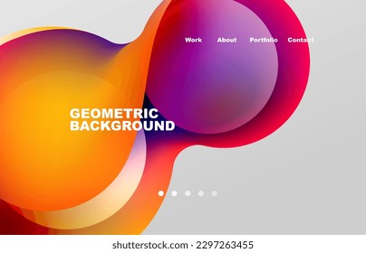 Landing page abstract liquid background. Flowing shapes, round design and circle. Web page for website or mobile app wallpaper