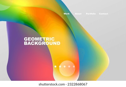 Landing page abstrakte flüssige Hintergrund. Blühende Formen, Runddesign und Kreis. Webseite für Website- oder mobile App-Bildschirmhintergründe