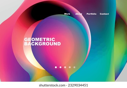 Landing page abstract liquid background. Flowing shapes, round design and circle. Web page for website or mobile app wallpaper