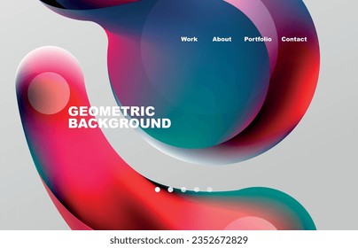 Página de aterrizaje fondo líquido abstracto. Formas que fluyen, diseño redondeado y círculo. Página web del fondo de pantalla de la página web o de la aplicación móvil