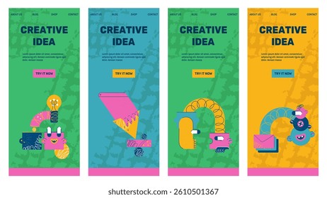 Landing page abstract modern characters creative idea website