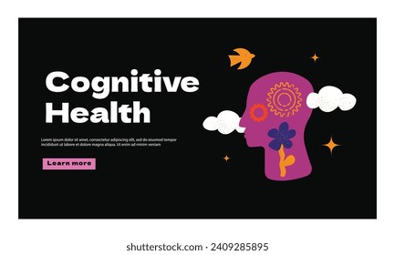 A landing page with abstract noise and rough shapes on the topic of design thinking. A website design template for psychology.