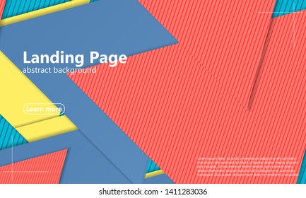 Landing page. Abstract paper cut background. Material design. Cover layout template. 3d illustration. Vector.