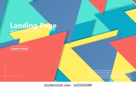 Landing page. Abstract paper cut background. Material design. Cover layout template. 3d illustration. Vector.