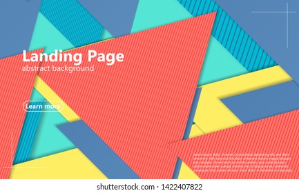 Landing page. Abstract paper cut background. Material design. Cover layout template. 3d illustration. Vector.