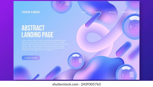 Landing page with abstract shapes vector design in eps 10
