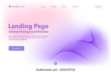 Landing Page. Abstract wave background website. Template for websites, or apps. Modern design. Abstract vector style