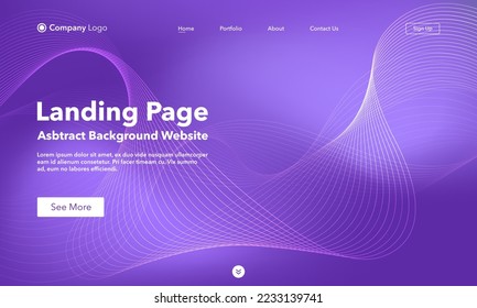 Landing Page. Abstract wave background website. Template for websites, or apps. Modern design. Abstract vector style