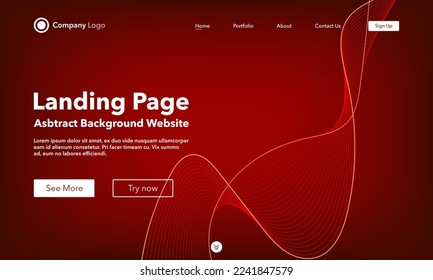 Landing Page. Abstract wave background website. Template for websites, or apps. Modern design. Abstract vector style