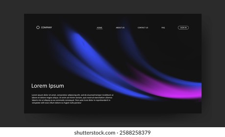 landing page with abstract wave futuristic retro fluid gradient design