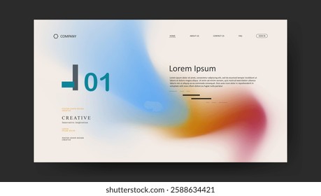  landing page with abstract wave futuristic retro fluid gradient design