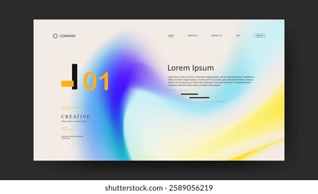 landing page with abstract wave futuristic retro fluid gradient design