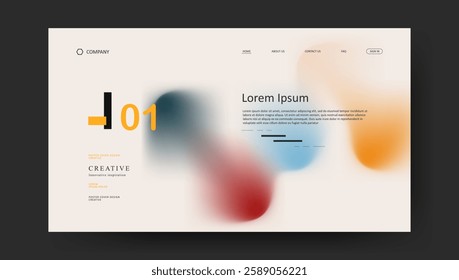 landing page with abstract wave futuristic retro fluid gradient design