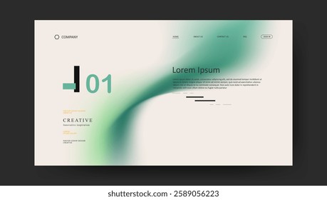 landing page with abstract wave futuristic retro fluid gradient design