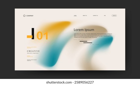 landing page with abstract wave futuristic retro fluid gradient design