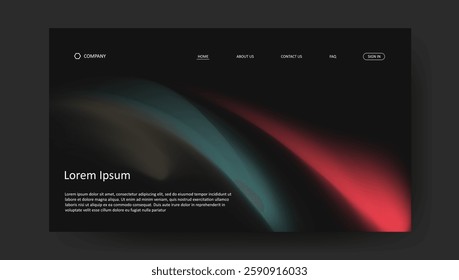landing page with abstract wave futuristic retro fluid gradient design	