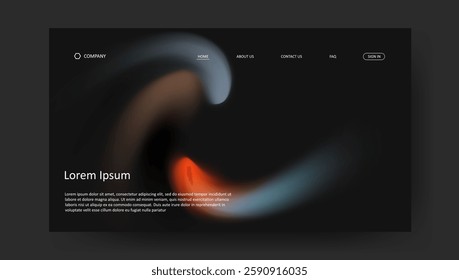 landing page with abstract wave futuristic retro fluid gradient design	