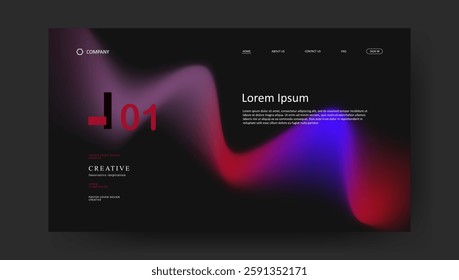 landing page with abstract wave futuristic retro fluid gradient design	
