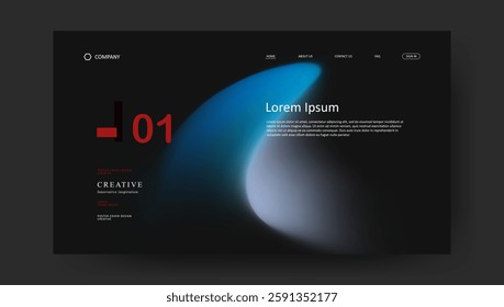 landing page with abstract wave futuristic retro fluid gradient design	
