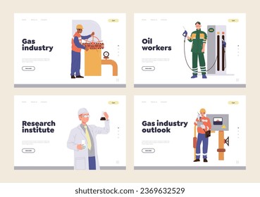 Landing page advertising oil industry, research institute laboratory, extraction factory plant