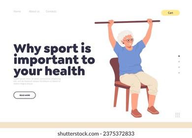 Landing page answering question why sport important to your health with elderly doing exercise