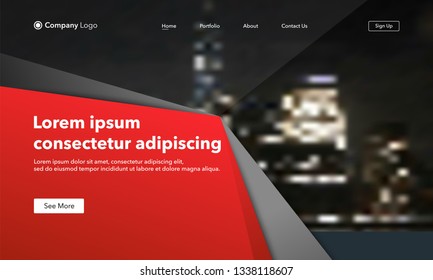 Landing Page asbtract background website. Big City Lights. Template for websites, or apps. New York at Night. Modern design. Vector Illustration style.