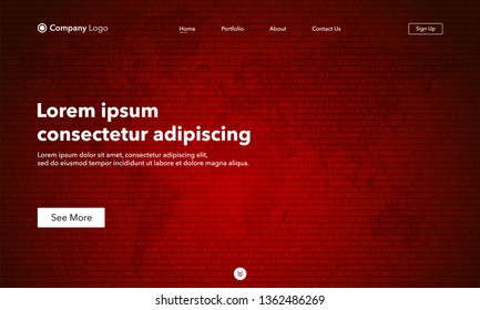 Landing Page. Asbtract background website. Template for websites, or apps. Binary code with two binary digits, 0 and 1 on map background. Algorithm Binary Data. Modern design. Abstract vector style