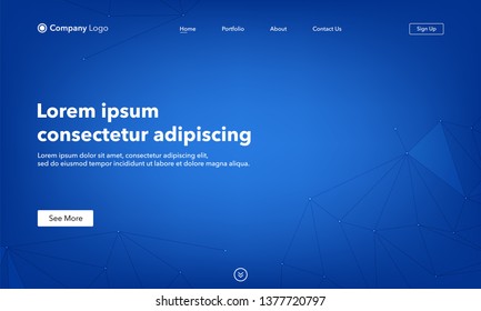 Landing Page asbtract background website. Connection structure. Template for websites, or apps. Low poly, Molecule And Communication. Modern design. Abstract vector style.