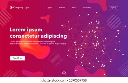 Landing Page asbtract background website. Connection structure. Template for websites, or apps. Low poly, Molecule And Communication. Red. Modern design. Abstract vector style.