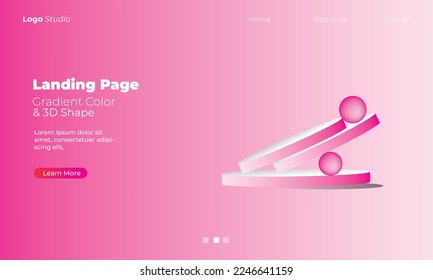 landing page background with 3d shape and gradient color